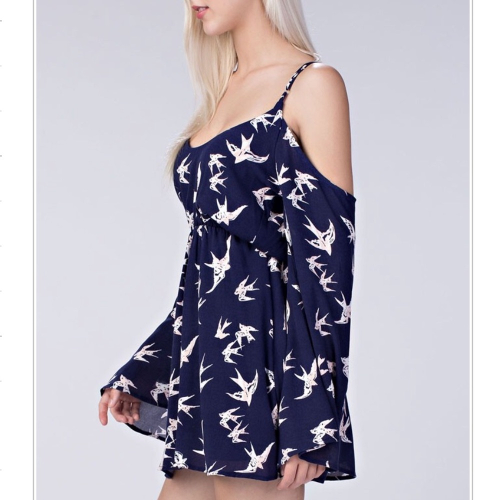 NEW cold shoulder dress. Long bell sleeves